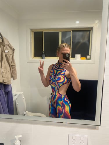 Customer photo review of Electric Feel Cut Out Catsuit