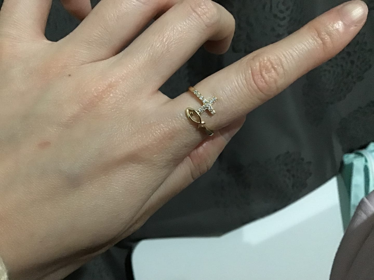Customer photo review of God Jesus Fish And Cross Ring