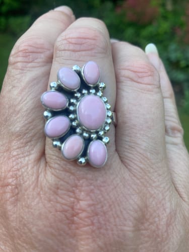 Customer photo review of Handmade Pink Conch And Sterling Silver Adjustable Crescent Ring