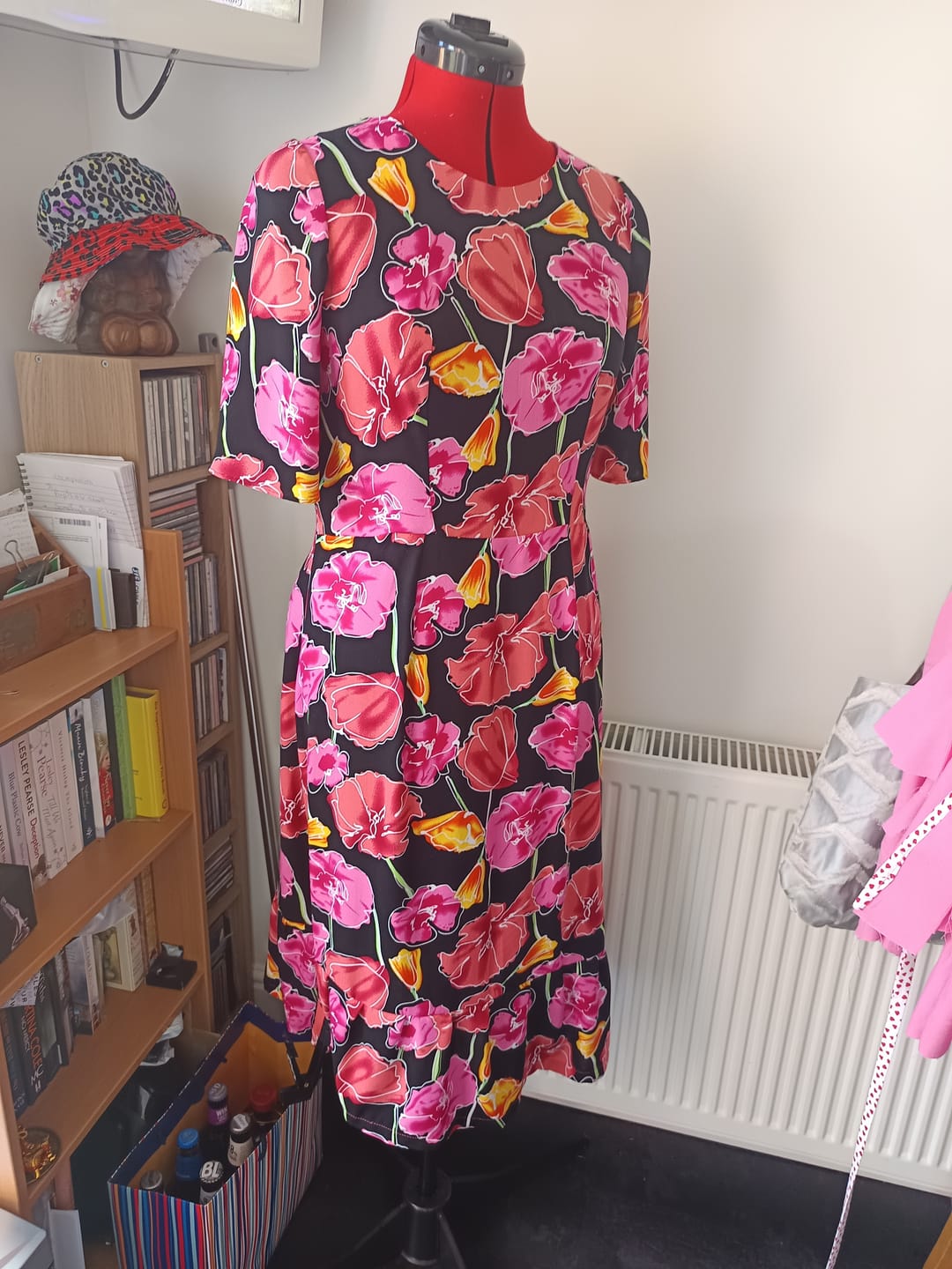 Customer photo review of Flower Drawings on Black Viscose Challis Fabric