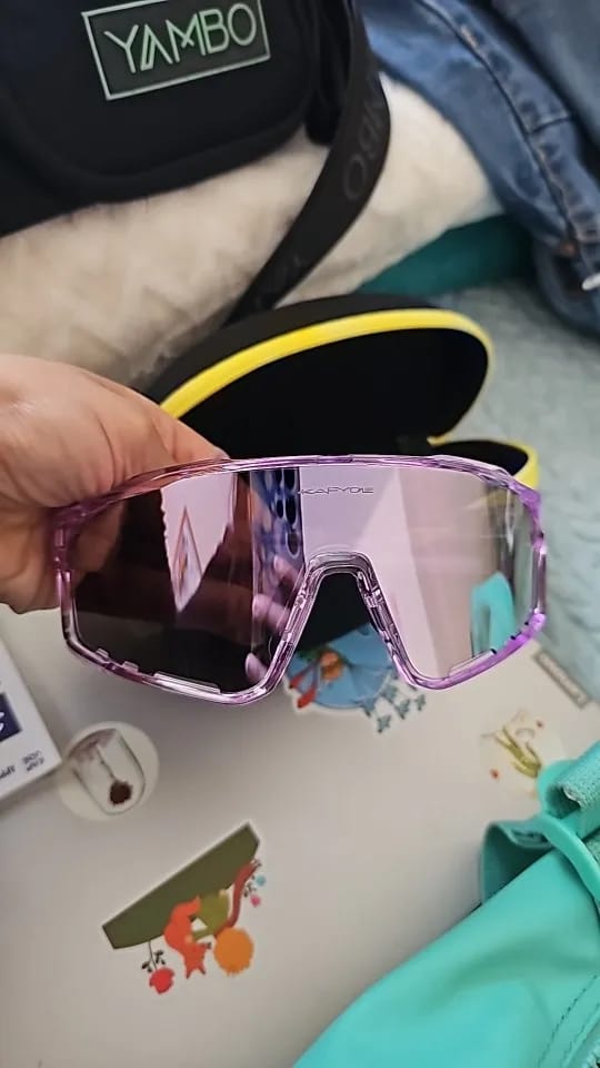 Customer photo review of Acetate Frame Polarized Cycling Sunglasses — Black | KIMLUD