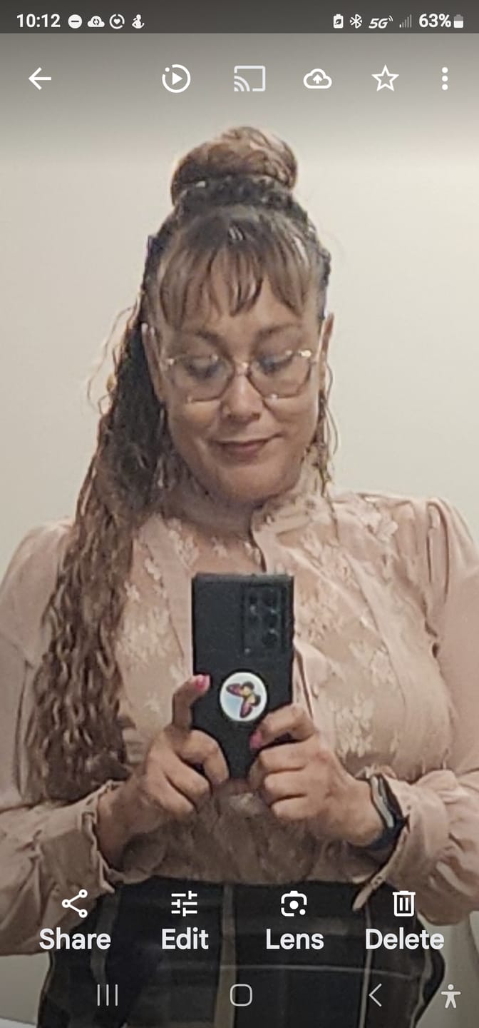 Customer photo review of Ombre Brown Crochet Boho Box Braids with Human Hair Curls