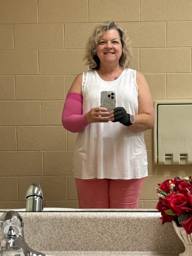 Customer photo review of All Summer Long - Judy Blue Cuffed Button Fly Grey Capris