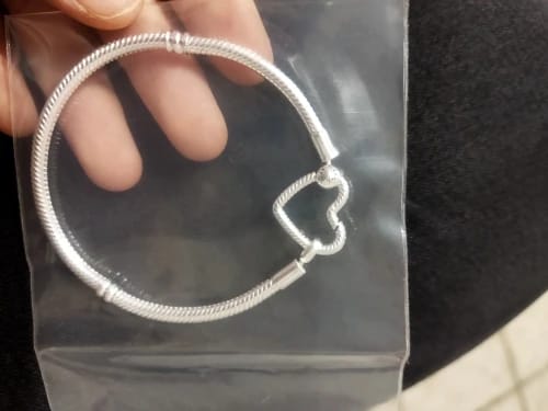 Customer photo review of Purple Moments Heart Closure Snake Chain Bracelet