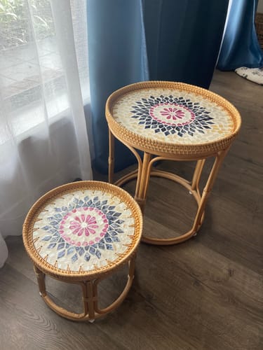 Customer photo review of Floral Rattan Table Set