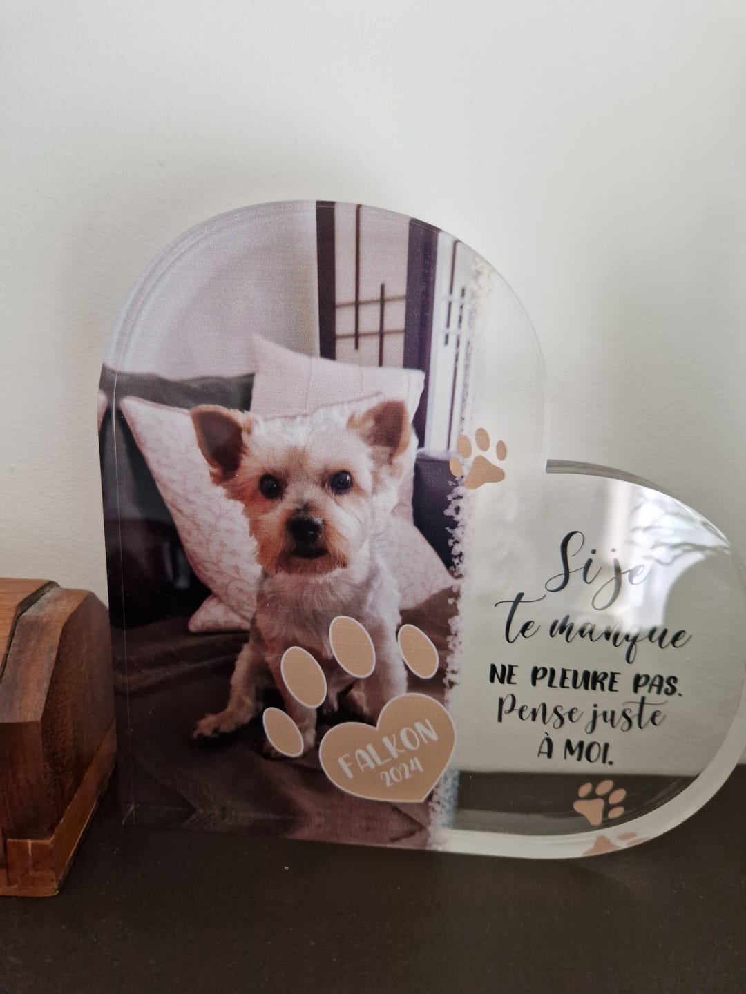 Customer photo review of Si je te manque - Cœur en verre personnalisé