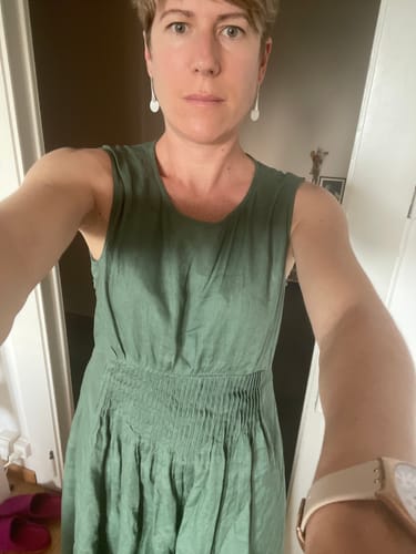 Claire M. review of sleeveless Green maxi linen dress C4138 image 1 out of 1