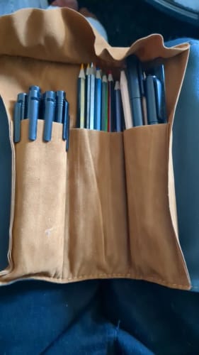 Customer photo review of Treasure Map Leather Pencil Pouch