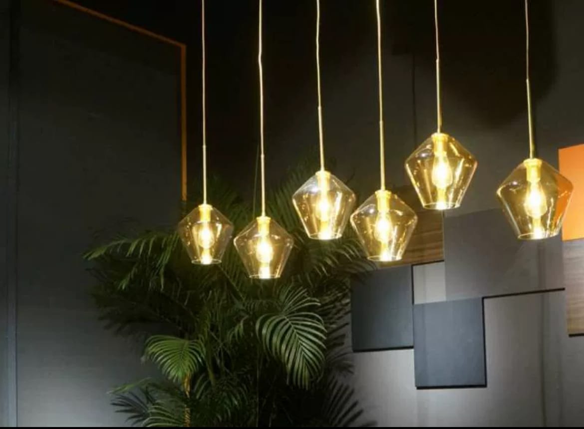 Customer photo review of Modern Minimalist Amber Glass Pendant Light
