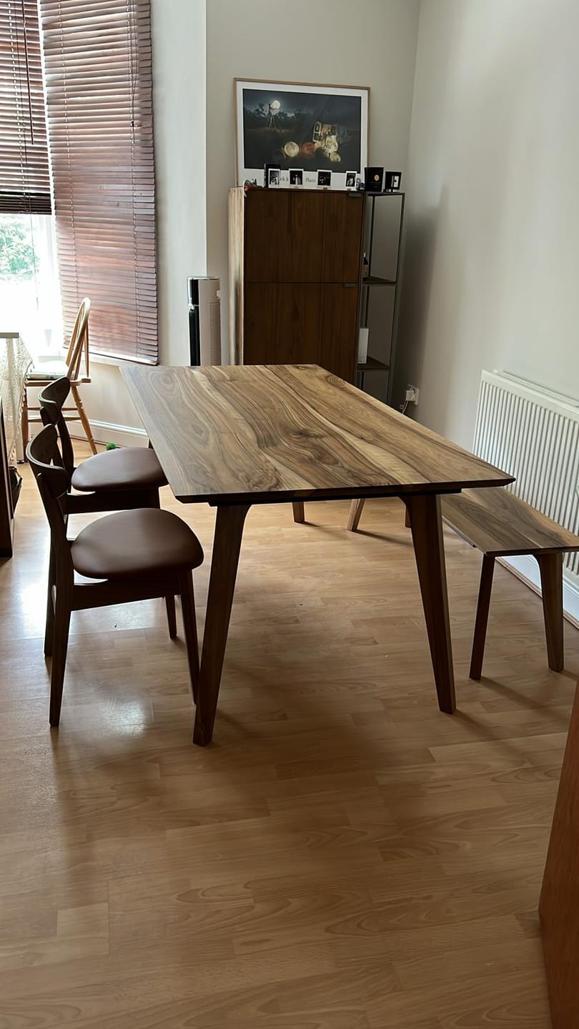 Customer photo review of Eva Walnut Dining Chair Leather