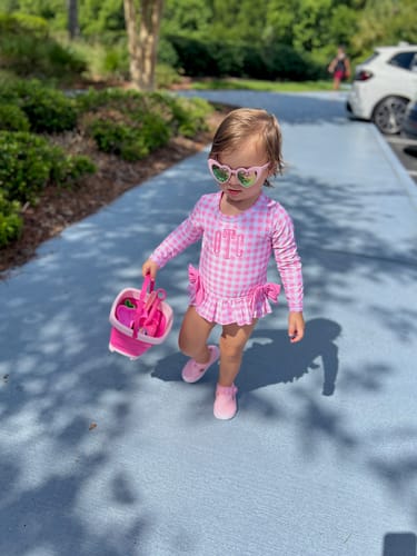 Customer photo review of Capri Pink Rash Guard Swimsuit
