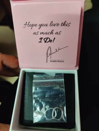 Customer photo review of Silver Zircon Twinkling Hoop Earrings