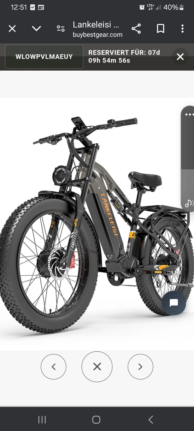 Customer photo review of Lankeleisi MG800 Max 1000W*2 26" Fat Bike Dual Motor E-Mountain Bike 48V 20Ah Samsung Battery E-MTB