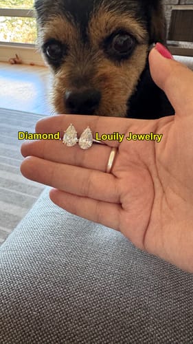 Customer photo review of Louily Classic Pear Cut Engagement Ring In Sterling Silver