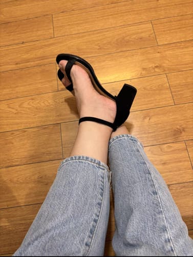 Customer photo review of Small Size Block Heel Ankle Strap Sandals SS352