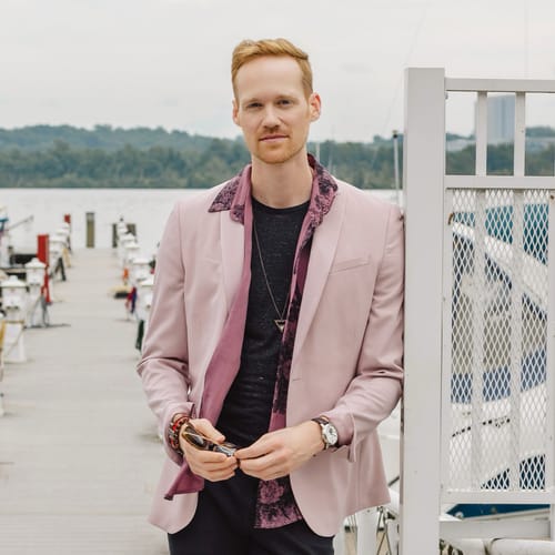 Customer photo review of Men's Bamboo Floral Cool Summer Hawaiian Rayon Pink Button Up Short Sleeve Shirt