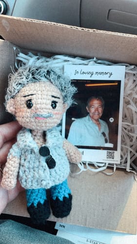 Customer photo review of Tranquil® - Personalized Crochet Doll with Photo Card