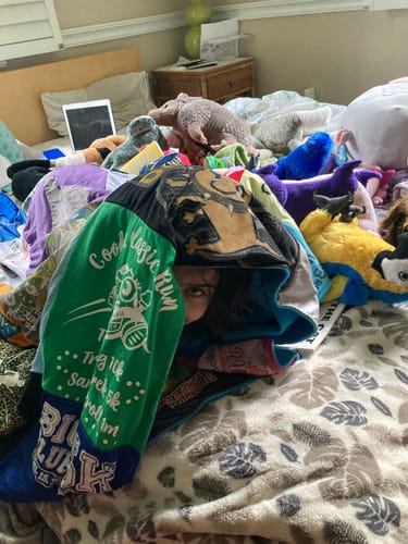 T-shirt quilt with running, animals themes by Samantha from VA