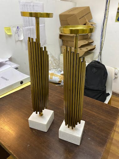 Customer photo review of Verona Gold Candleholders Set of 2