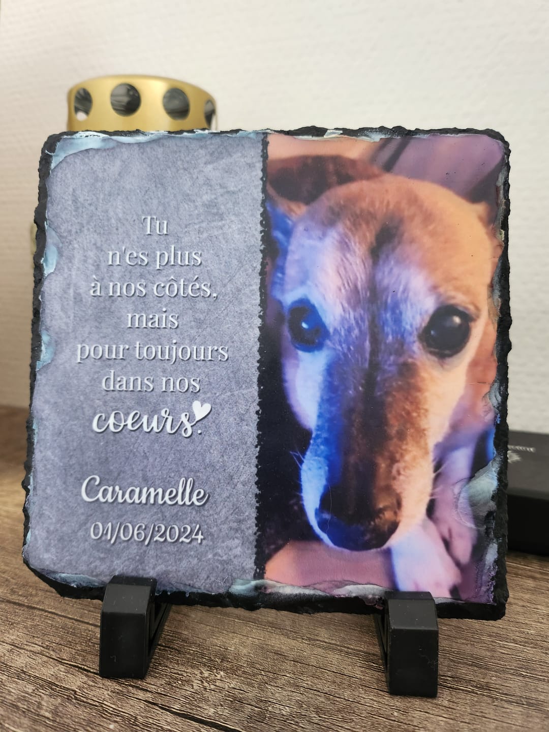 Customer photo review of Toujours dans mon cœur - Plaque d'ardoise personnalisée