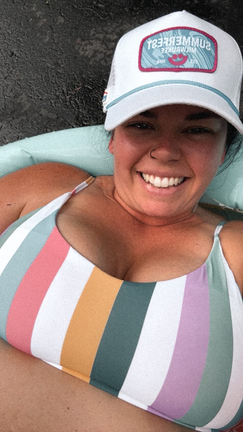 Customer photo review of Sunkissed Bikini Top - Retro Stripe 2.0