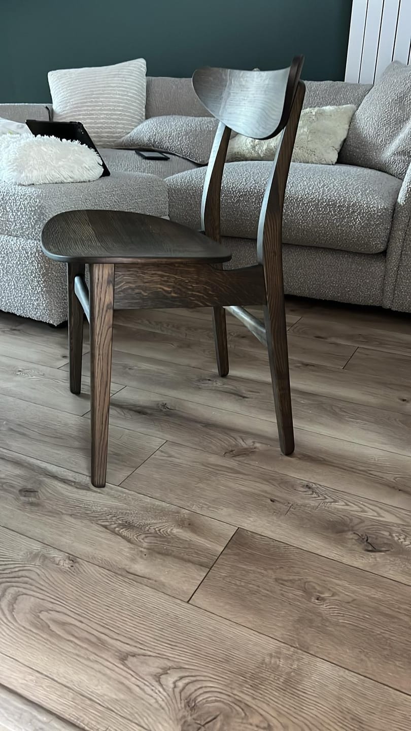 Customer photo review of Eva Walnut Dining Chair Leather
