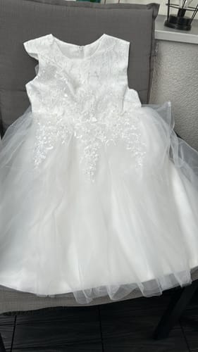 Customer photo review of Baptism Dresses Baby Girl White Flower Girl Dress Fluffy Formal Princess Dress