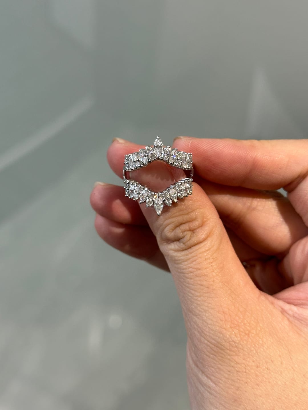 Customer photo review of S925 Unique Jacket Wedding Band For Women Stackable Enhancer Inset Band