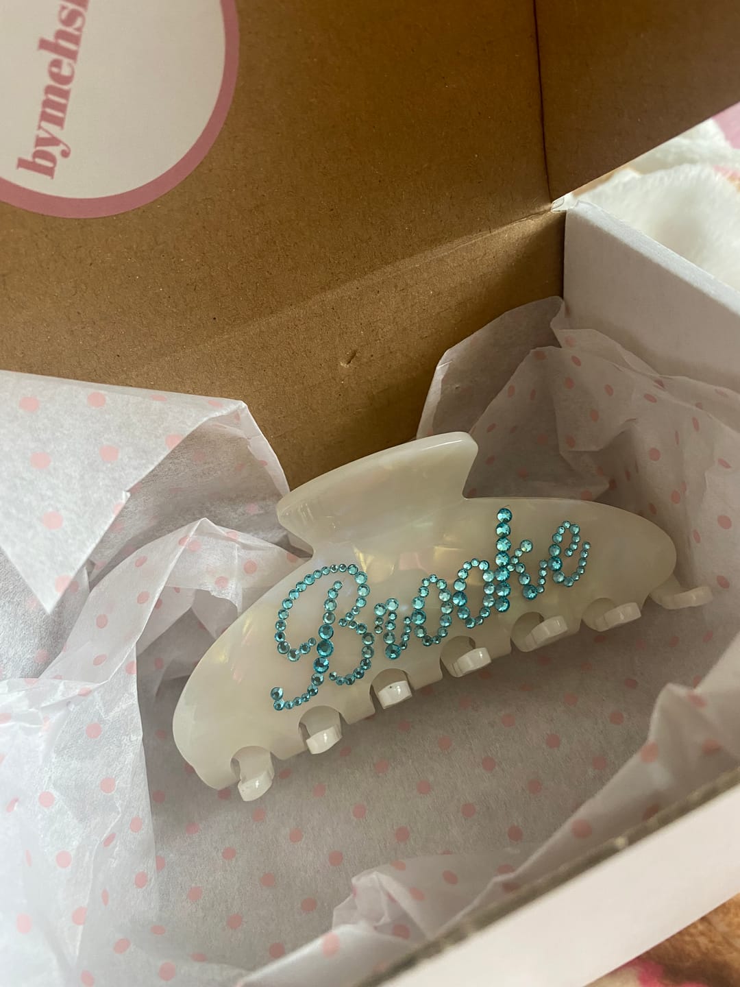 Customer photo review of custom hair claw clip
