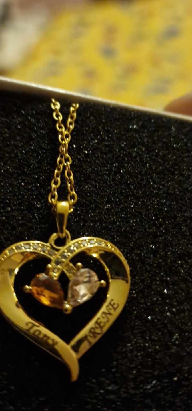 Customer photo review of Forever Love Birthstone & Diamond Heart Pendant Necklace