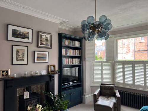 Customer photo review of Modern Blue Frosted Glass Bubble Sputnik Chandelier