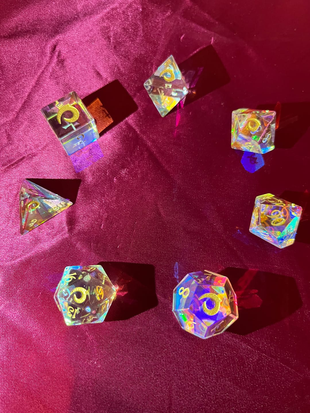 Customer photo review of URWizards Custom font style for dice, Custom initial on Dice, Dnd Natural Gemstone Dice MTG Game