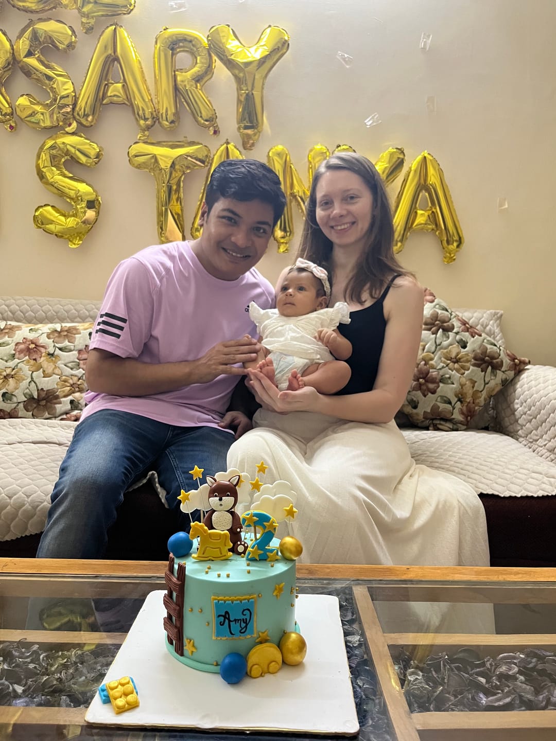 Customer photo review of Teddy and ladder Cake