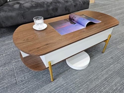 Customer photo review of Flycity 48" Oval Lift Top Coffee Table with Storage