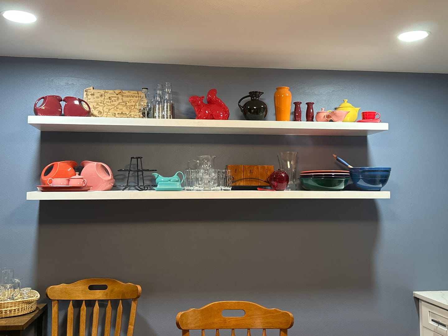 Customer photo review of Black & White Maple Floating Shelves