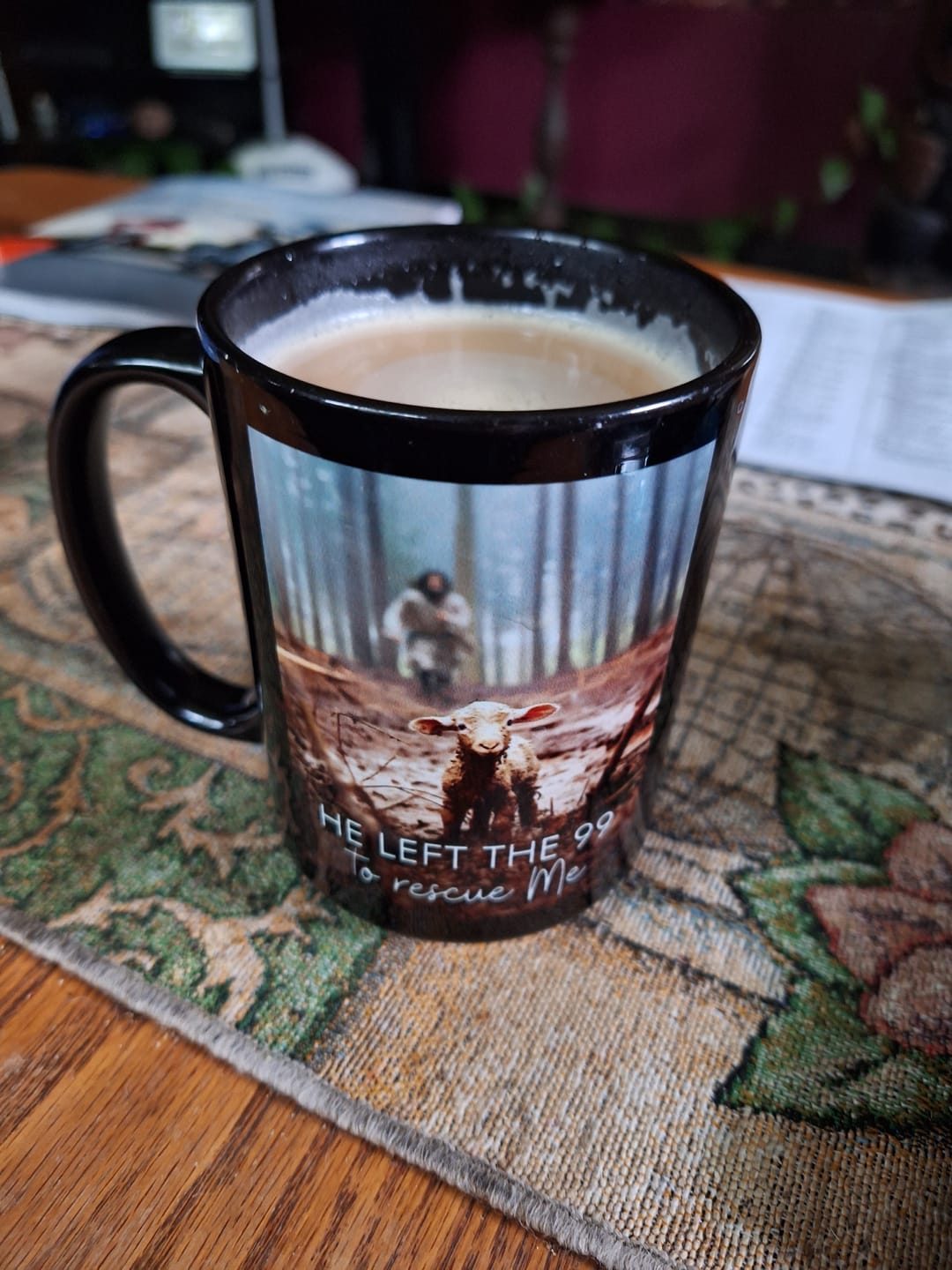 Customer photo review of He Left the 99 to Rescue Me, Jesus and Lost Sheep, Coffee Mug