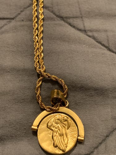 Customer photo review of 'Hard Work & God's Work' - Double Sided Pendant ( Gold )
