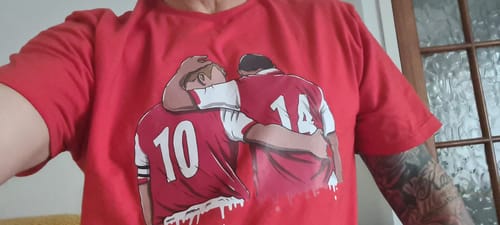 Customer photo review of Arsenal inspired 10 & 14 T Shirt