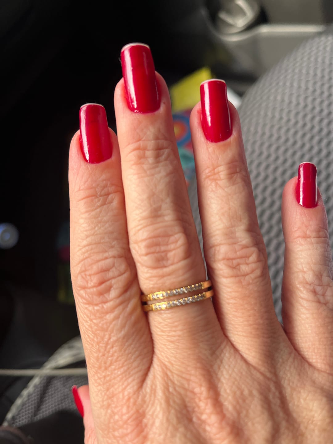 Customer photo review of Anel Duplo Camada Banhado em Ouro 18k