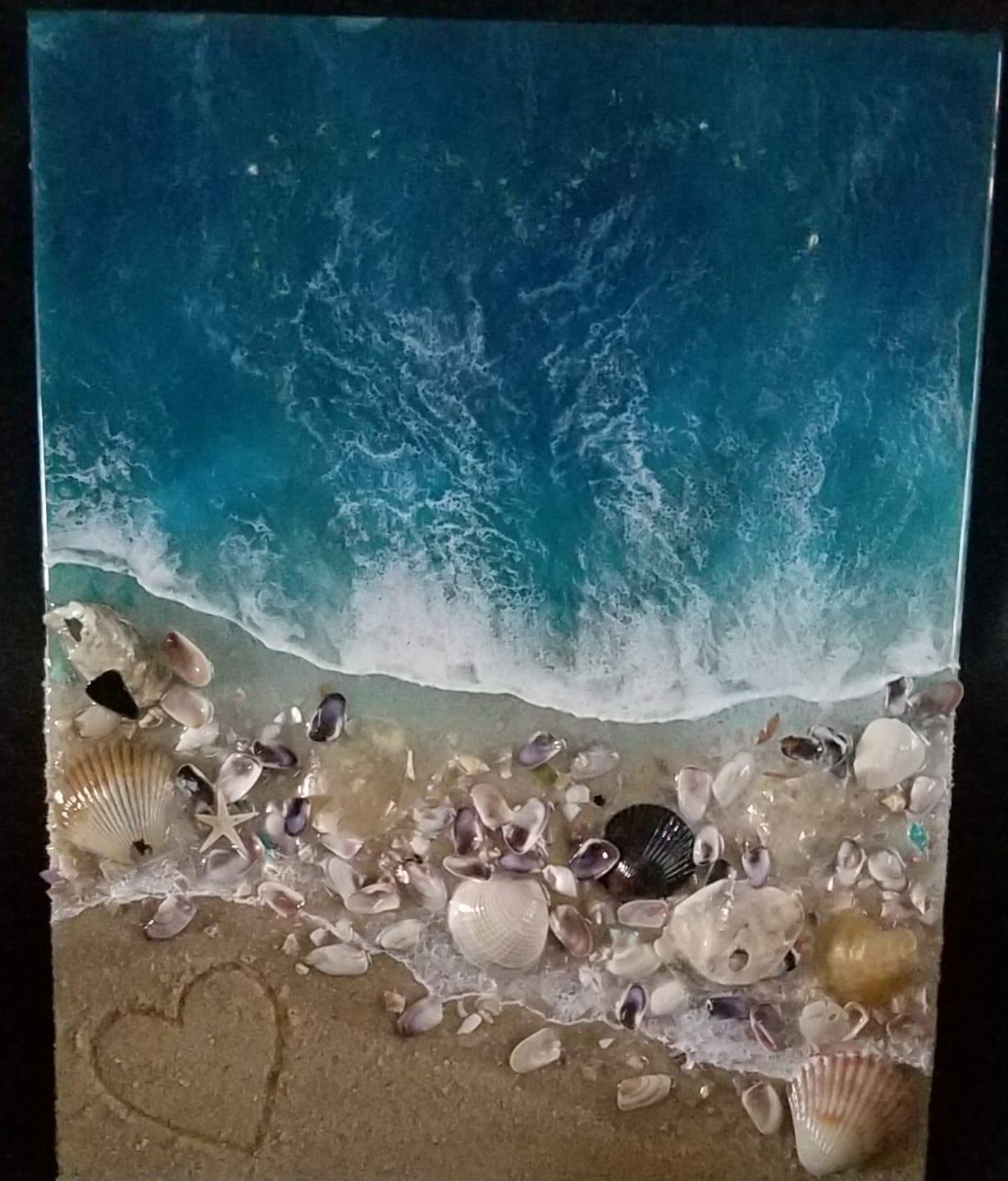 Customer photo review of Beach Mixed Media Portrait with Cremation ash