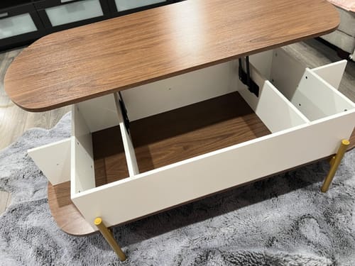 Customer photo review of Flycity 48" Oval Lift Top Coffee Table with Storage