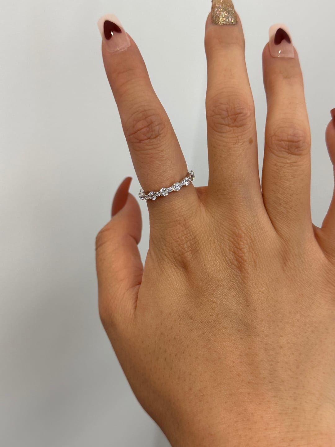Customer photo review of Louily Lovely Round Cut Women's Wedding Band In Sterling Silver