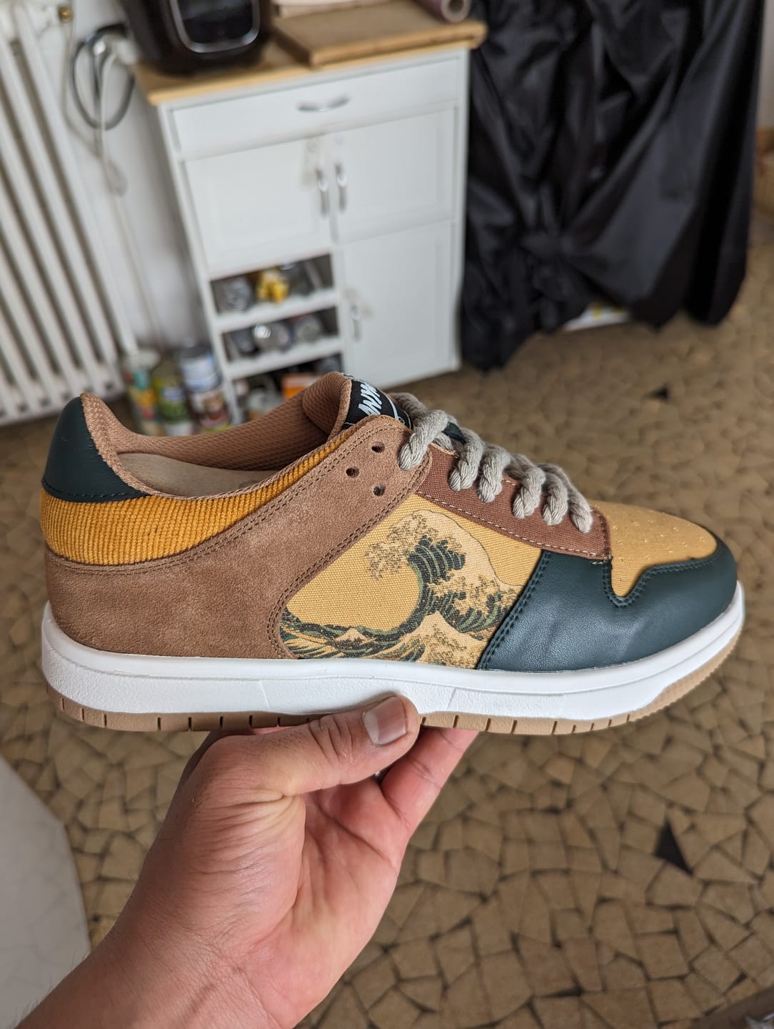 Customer photo review of The great wave off Kanagawa inspired sneakers