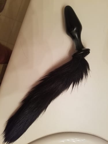 Customer photo review of Midnight Fox Glass Butt Plug with Tail