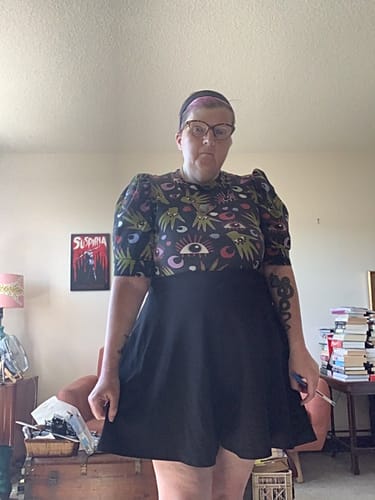 Customer photo review of Black Widow Tap Shorts in Solid Black