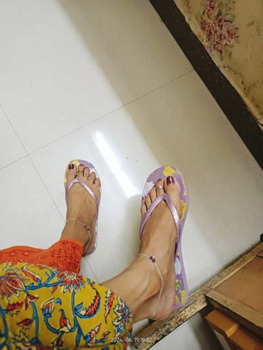 Customer photo review of Silver Purple Beads Anklet