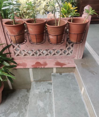 Customer photo review of Metal Railing Pot Stand (Set of 2) Decorative Pots Holder for Railings
