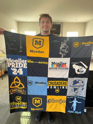 T-shirt quilt featuring moeller crusaders by Angelena from OH
