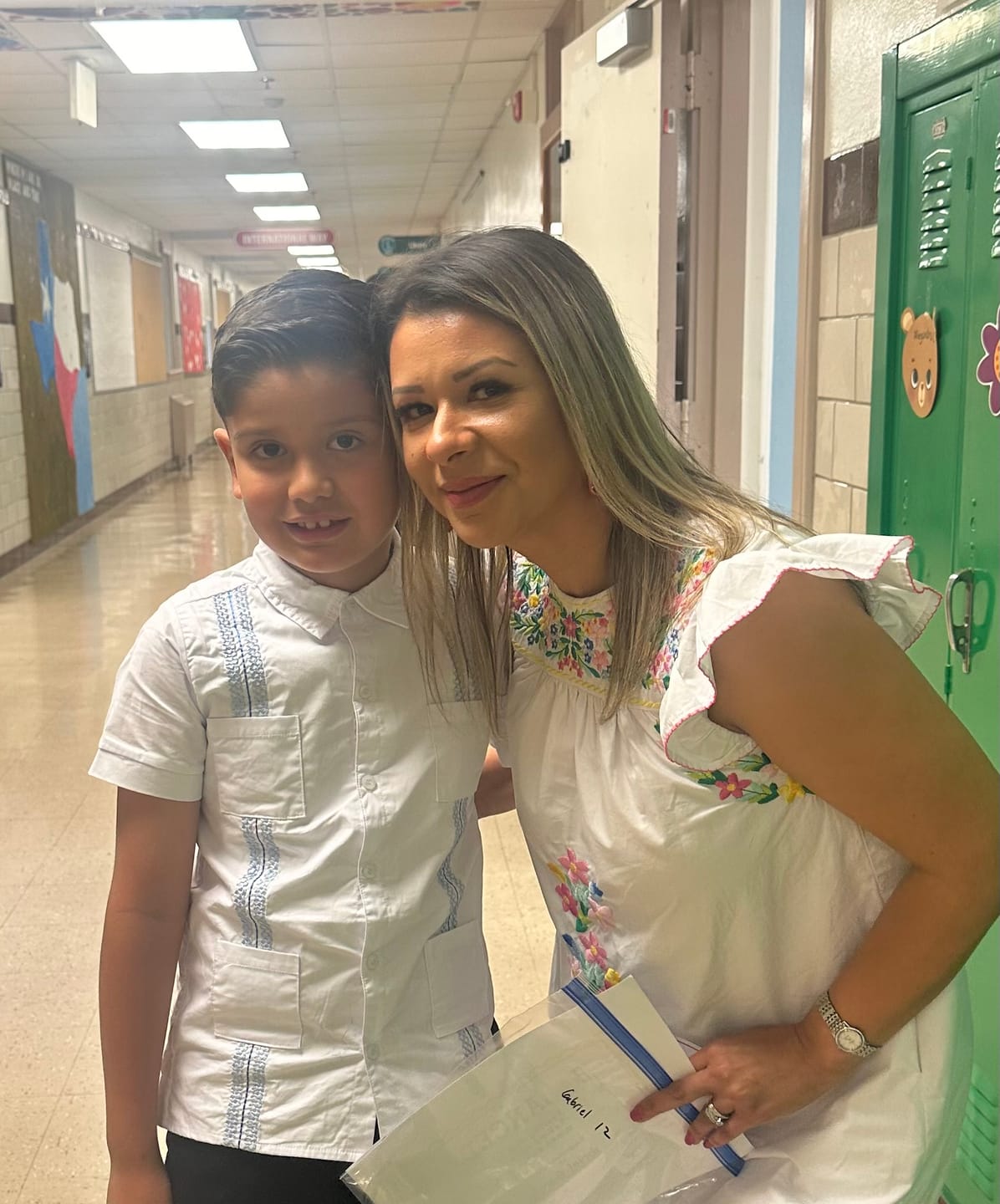 Customer photo review of White With Blue Embroidered  Guayabera