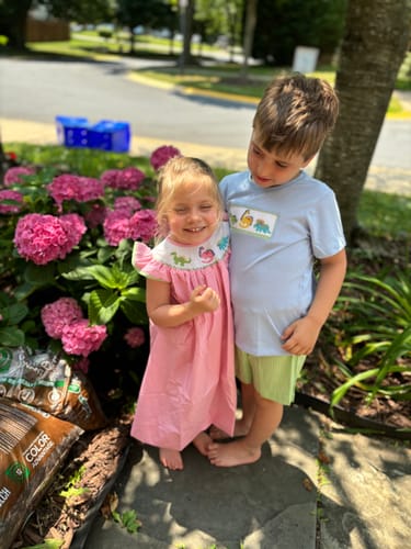 Customer photo review of Dinosaur Smocked Short Set